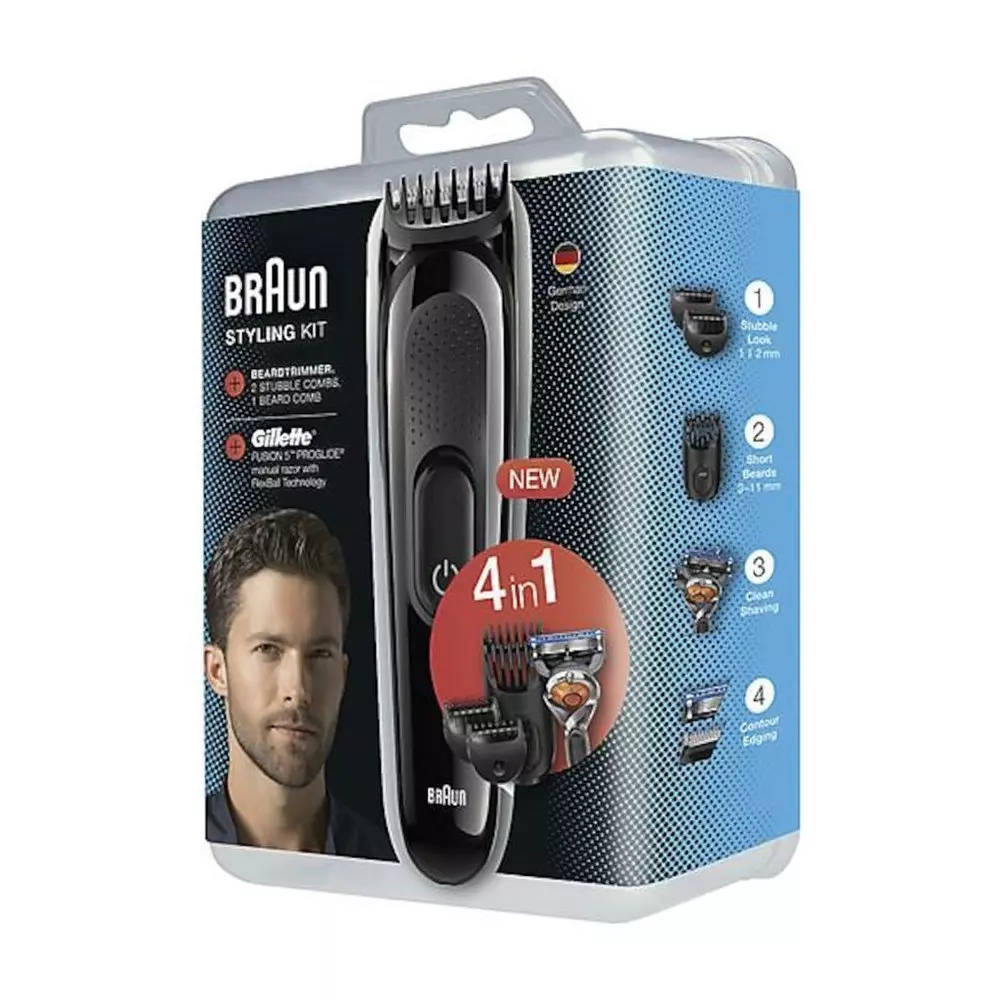 Braun Electric Hair Clipper for men 4×1, for dry use, Black, SK3000