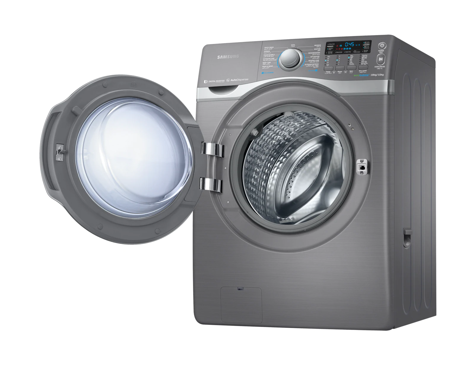 Samsung Front Loading Washing Machine, 18 kg, Silver, WD18H7300KP