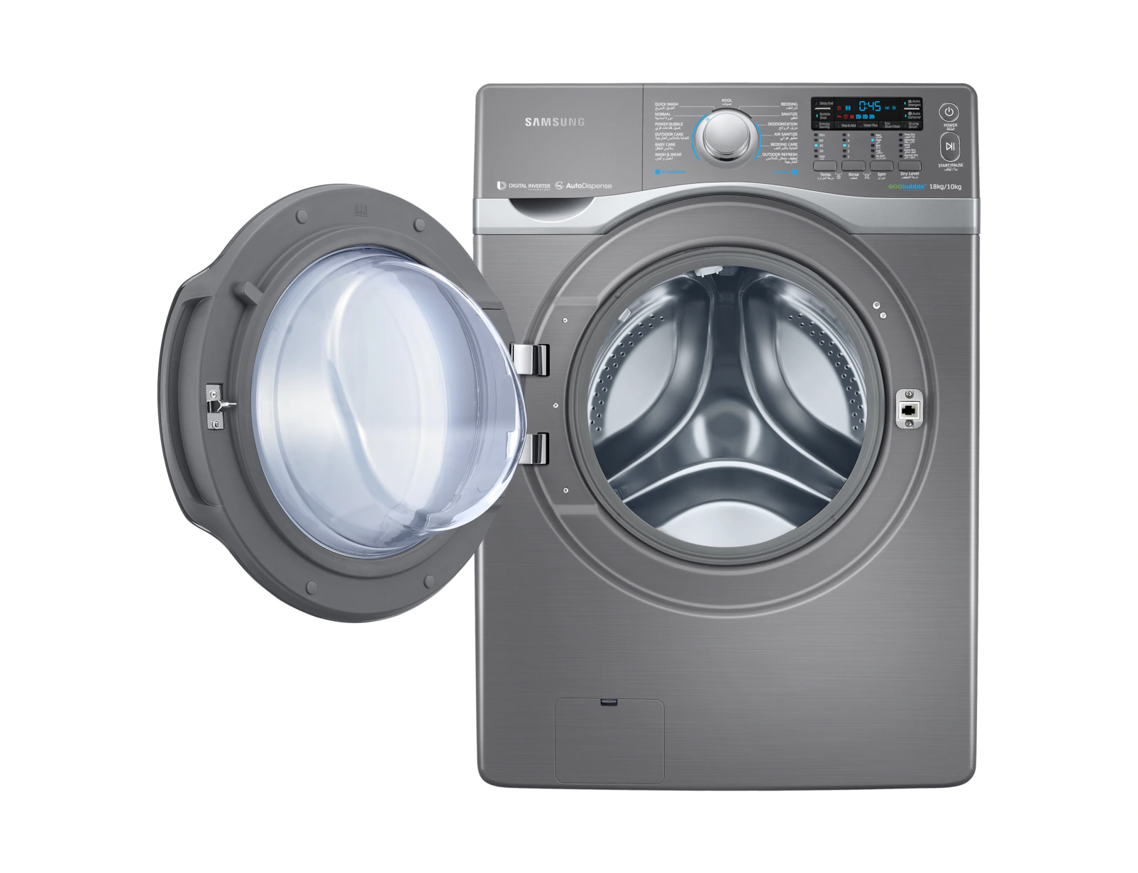 Samsung Front Loading Washing Machine, 18 kg, Silver, WD18H7300KP