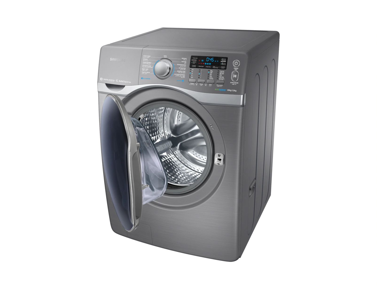 Samsung Front Loading Washing Machine, 18 kg, Silver, WD18H7300KP