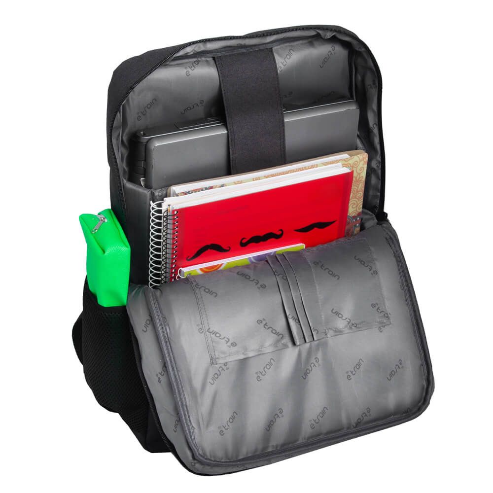 E-train 2B Laptop Backpack, 15.6 Inch, Black, BG90B