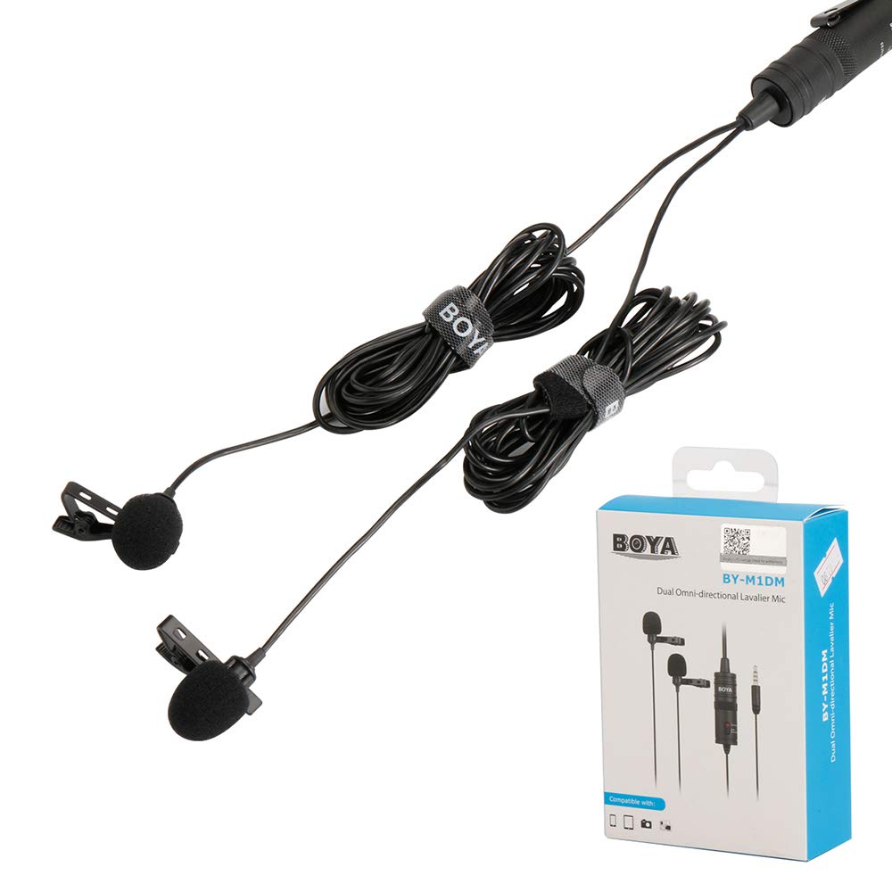 BOYA Wired clasp Condenser Microphone, Dual, Black, BY-M1DM