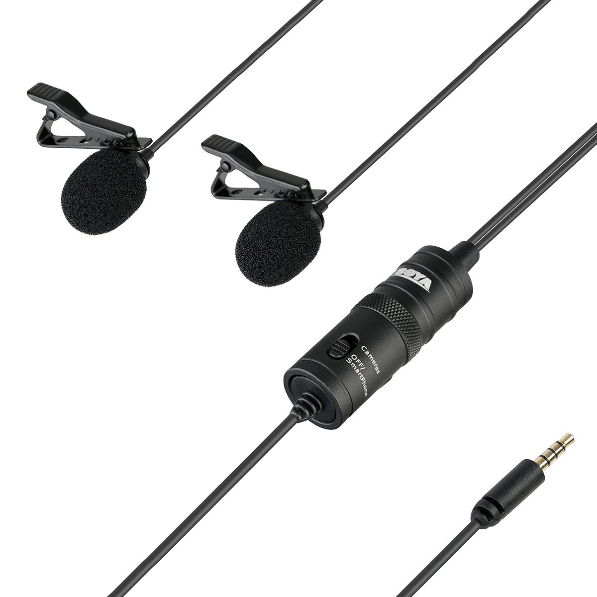 BOYA Wired clasp Condenser Microphone, Dual, Black, BY-M1DM