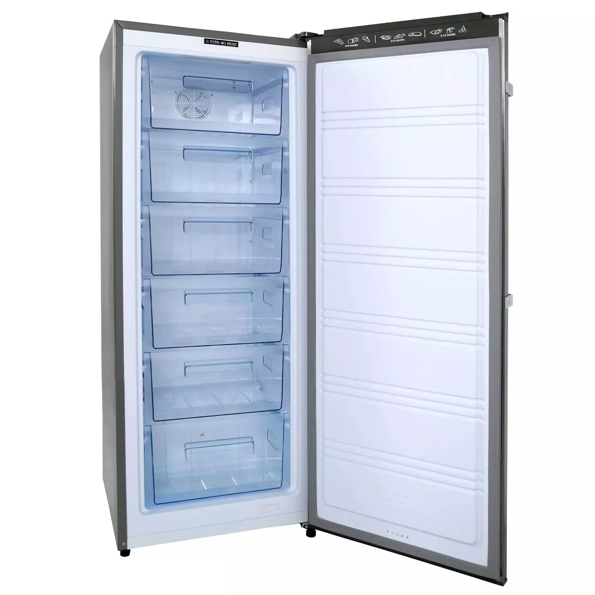 Fresh upright deep freezer, no frost, 6 drawers, digital touch screen, silver, FNU-MT270T