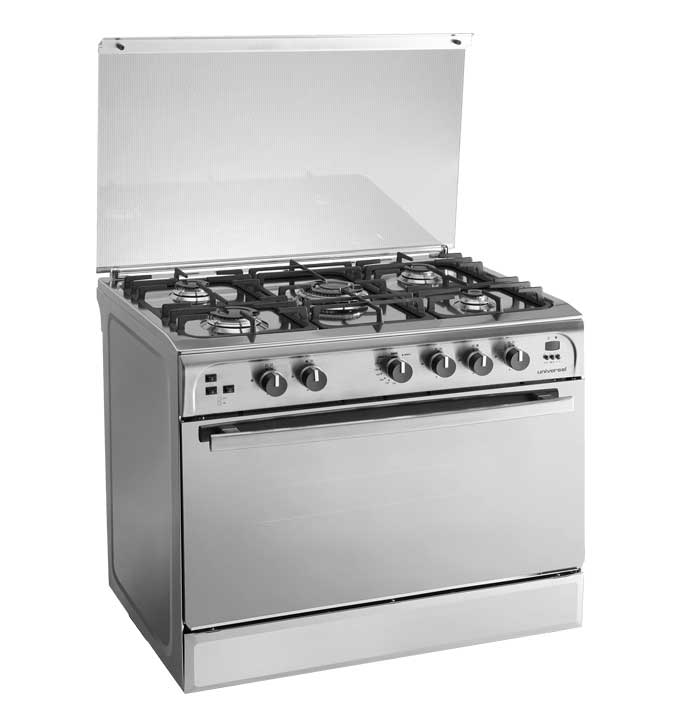 Universal cooker 5 burners 60-90 infinity safety digital cast steel fan st 9605