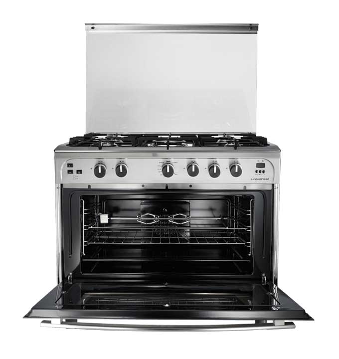 Universal cooker 5 burners 60-90 infinity safety digital cast steel fan st 9605