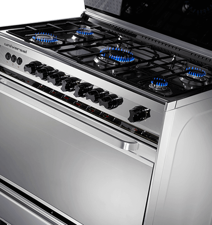 Universal Cooker, 90 x 60 cm, 5 Burners, silver, Stainless, 8905.3F