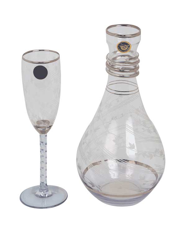 طقم شربات 7 قطع الإسراء ليزر- شفاف منقوش