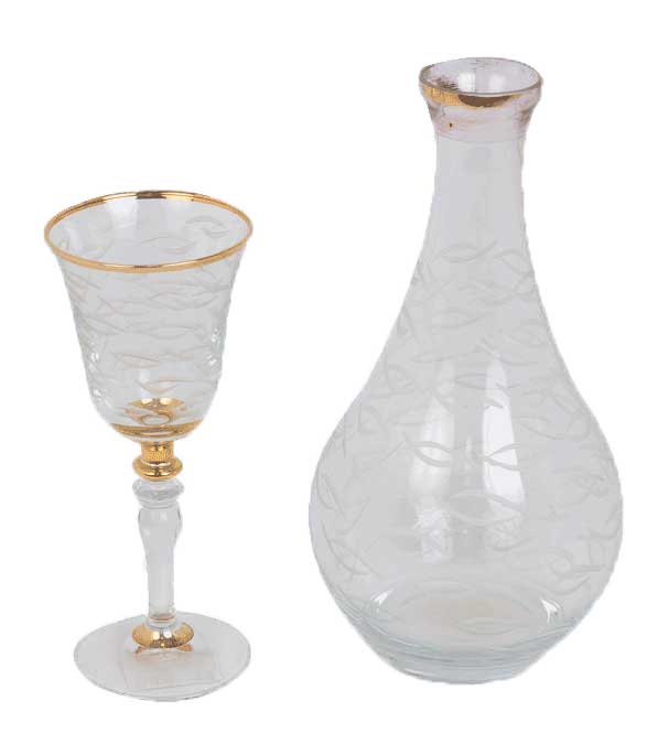 Al-Israa laser drinking set 7 pieces - transparent and golden