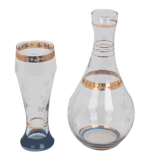 Al-Israa 7-piece sherbet set, laser clear , gold-F18