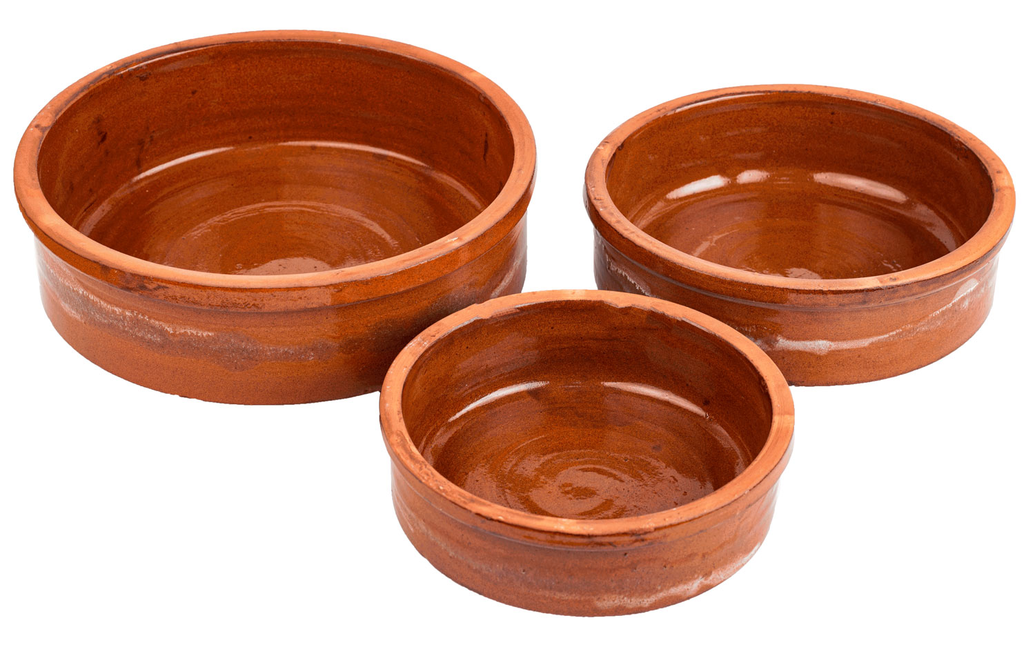 Round Pottery Casserole Set - Brown
