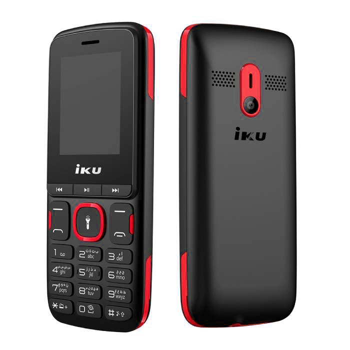 موبايل اي كي يو F105، ثنائي الشريحة، ذاكرة داخلية 32 ميجابايت، رامات 32 ميجابايت، شبكة الجيل الثالث، أسود في أحمر