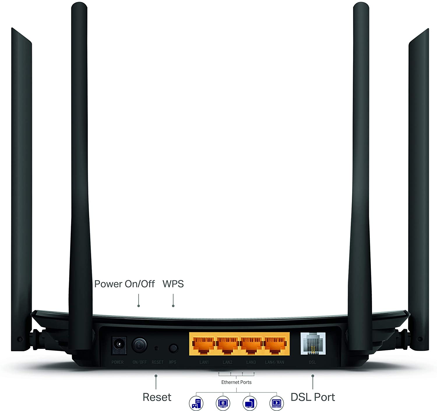 مودم راوتر لاسلكي تي بي لينك، VDSL-ADSL، أسود، Archer VR300