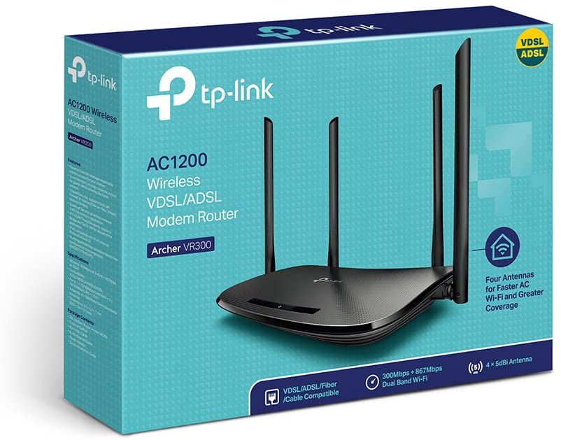 TP-Link Wireless VDSL-ADSL Modem Router, Black, Archer VR300