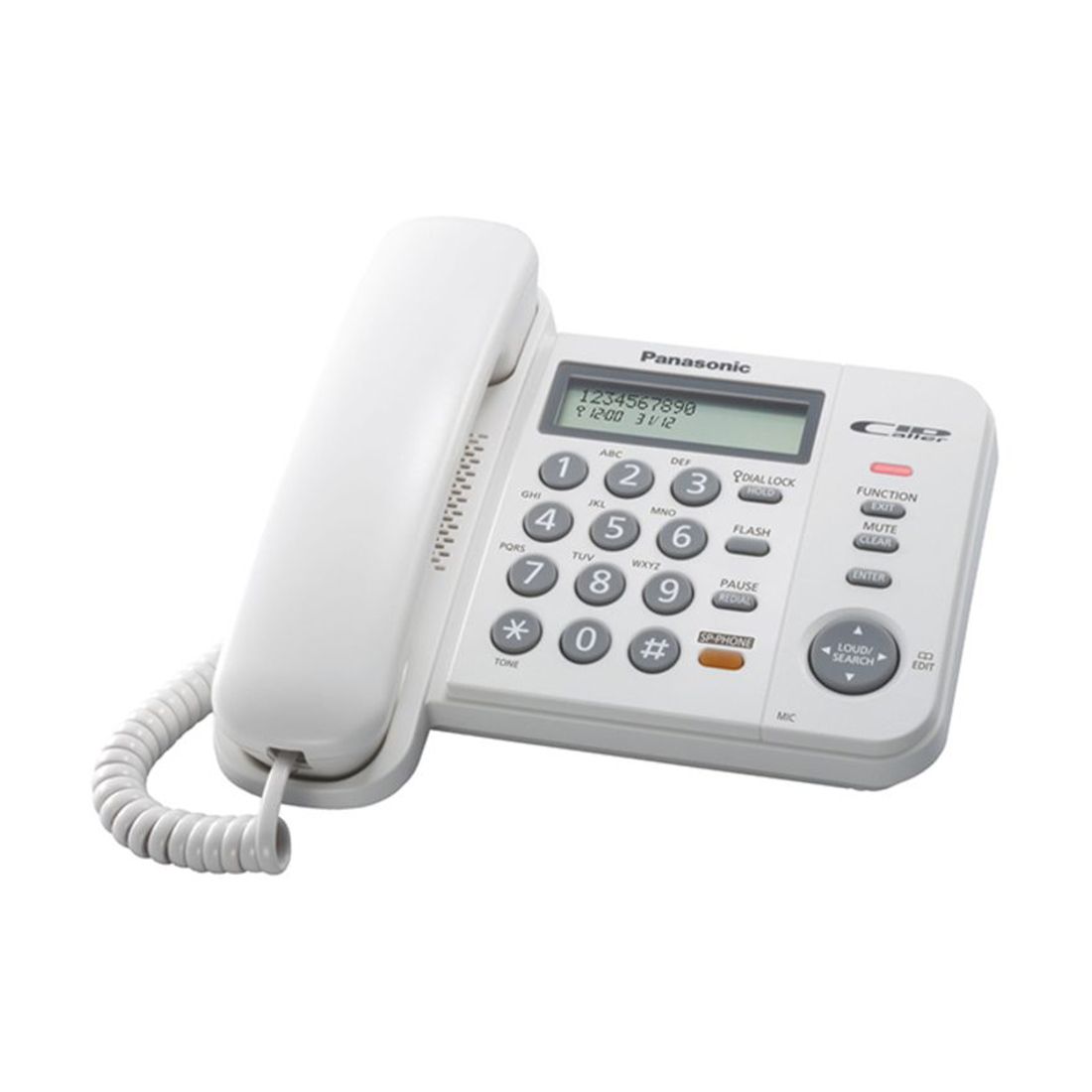 تليفون أرضي سلكي باناسونيك، ذاكرة اتصال 50 رقم، شاشة LCD، إظهار هوية المتصل، أبيض، KX-TS580FXW