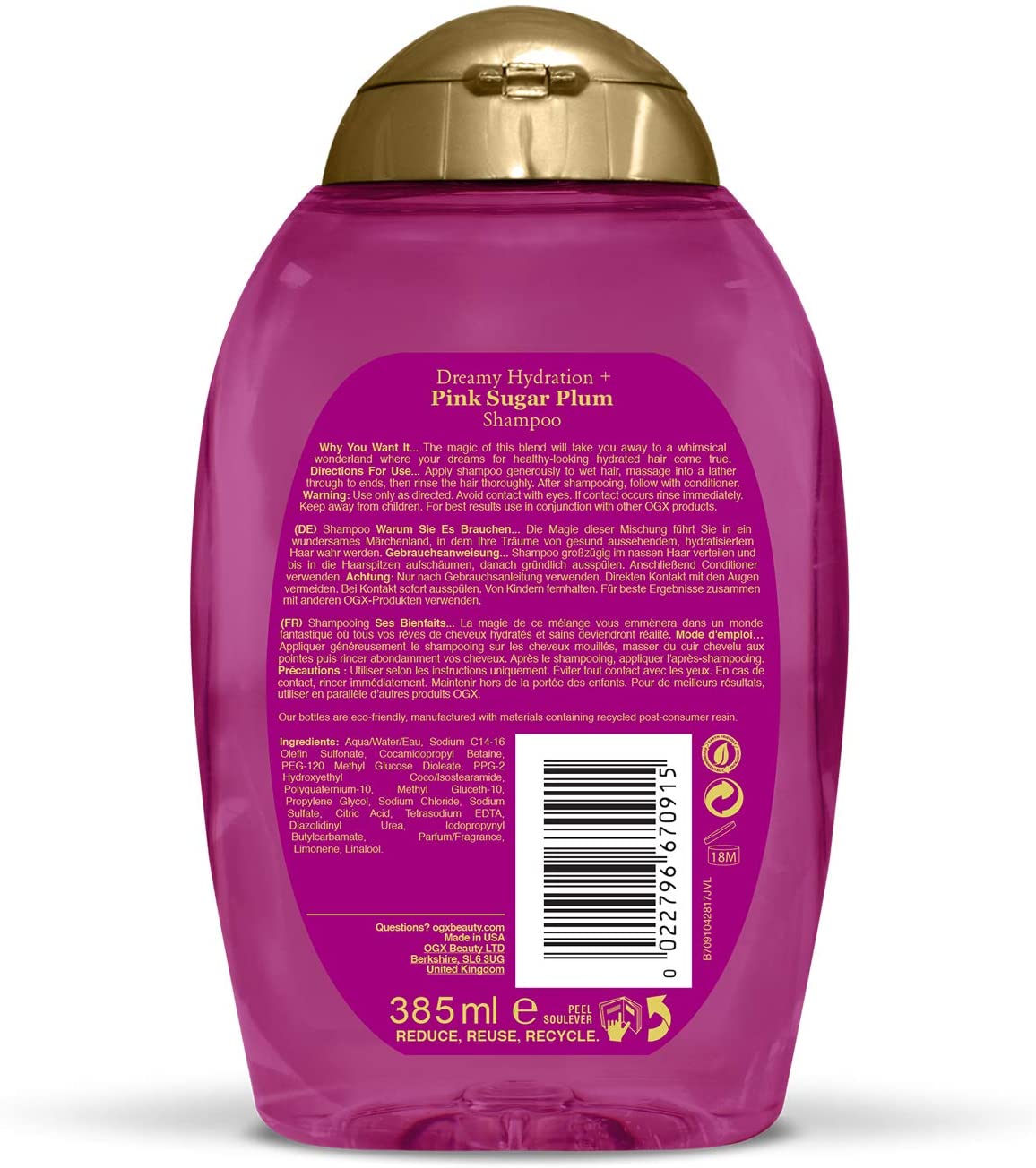 OGX Organics Pink Sugar  free sulfate Shampoo 385ml