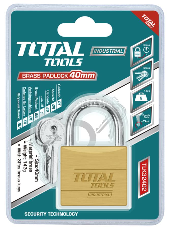 TOTAL Heavy duty Brass Padlock, 40mm, TLK32402