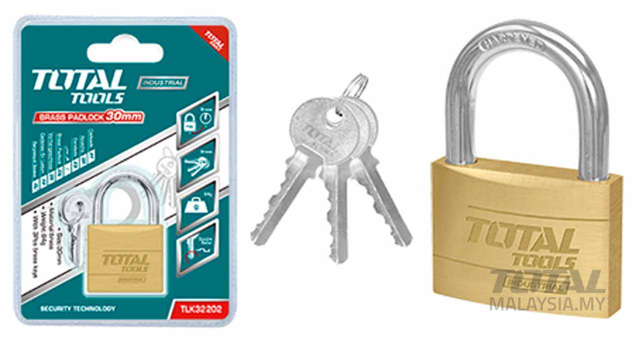قفل نحاسي من توتال تولز، 30 مم ، 84 جرام ، 3  مفاتيح TLK32302