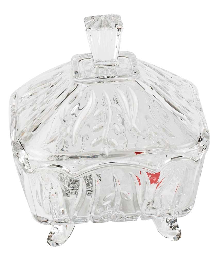 بونبنيرة زجاج مربعة بغطاء زجاج حجم متوسط  - شفاف