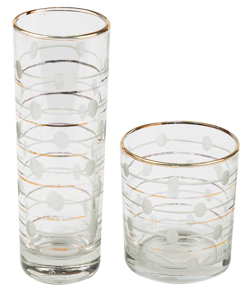 طقم أكواب عصير 12 قطعة الإسراء  كبير وصغير - شفاف مدهب