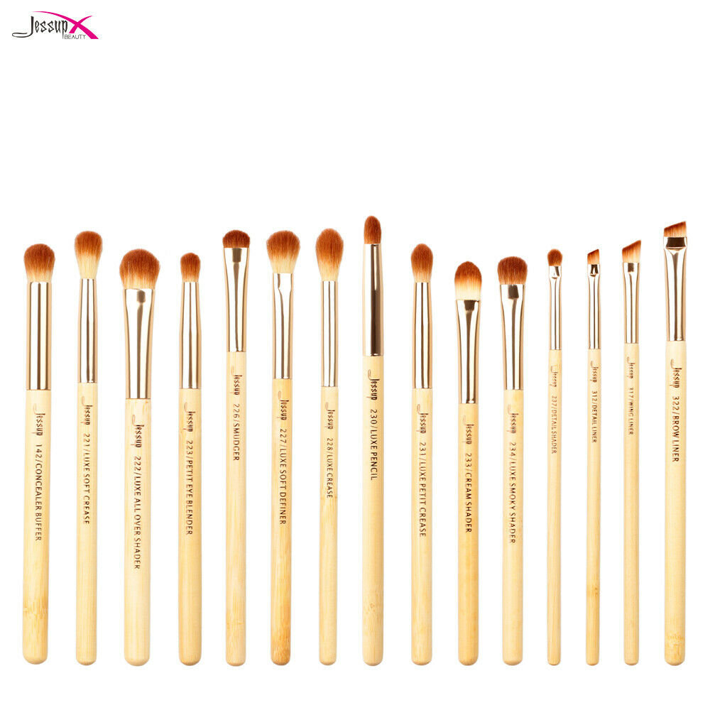 Jessup Eye Bamboo Makeup Brushes Set Eyeshadow Eyeliner Blending Tool 15Pieces