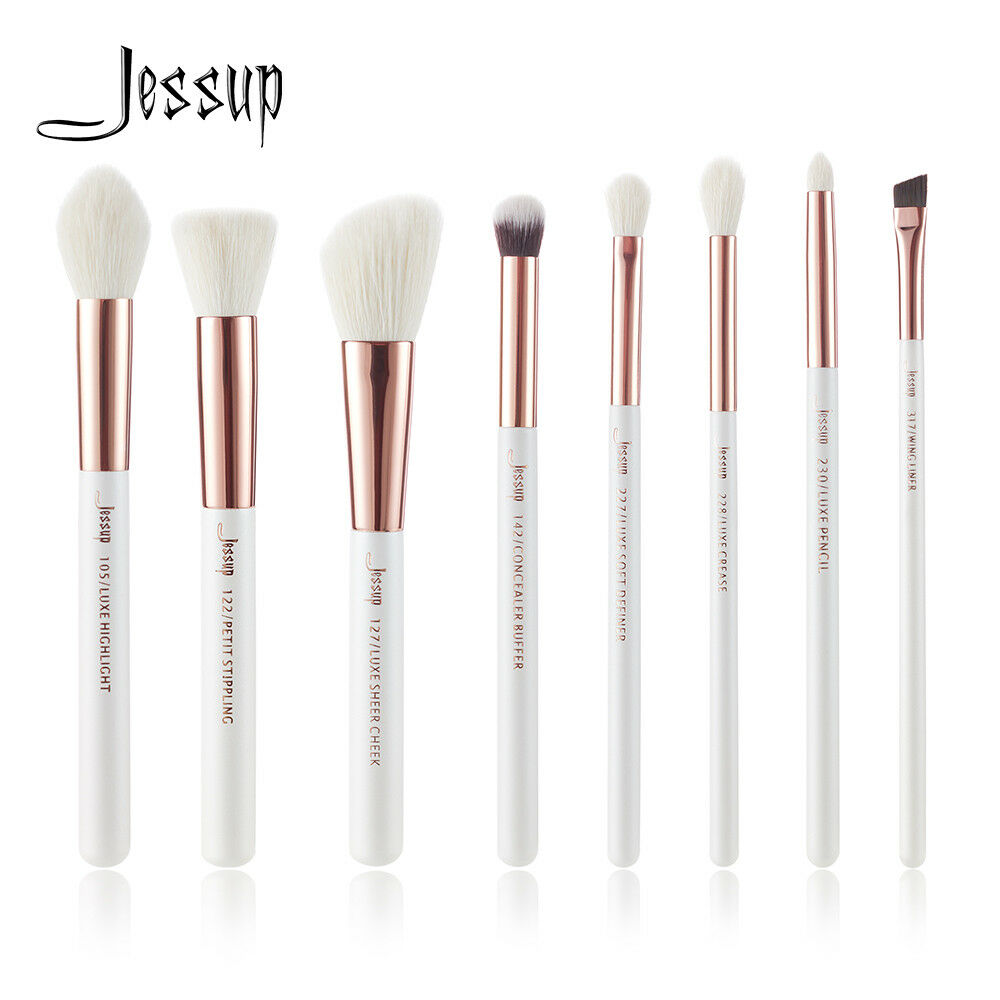 Jessup  Rose Gold Classic set Foundation Eyeshadow Brush Tool Makeup Brushes 8pieces