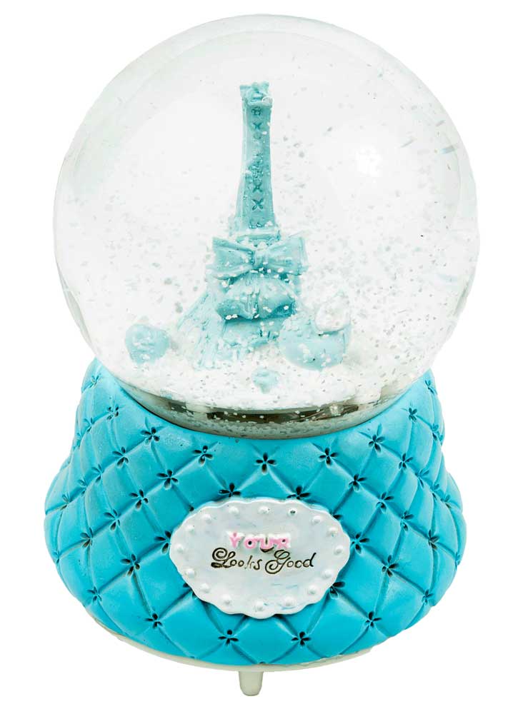 بلورة زجاج موسيقية مضيئة ديكور شكل برج أيفيل - أزرق