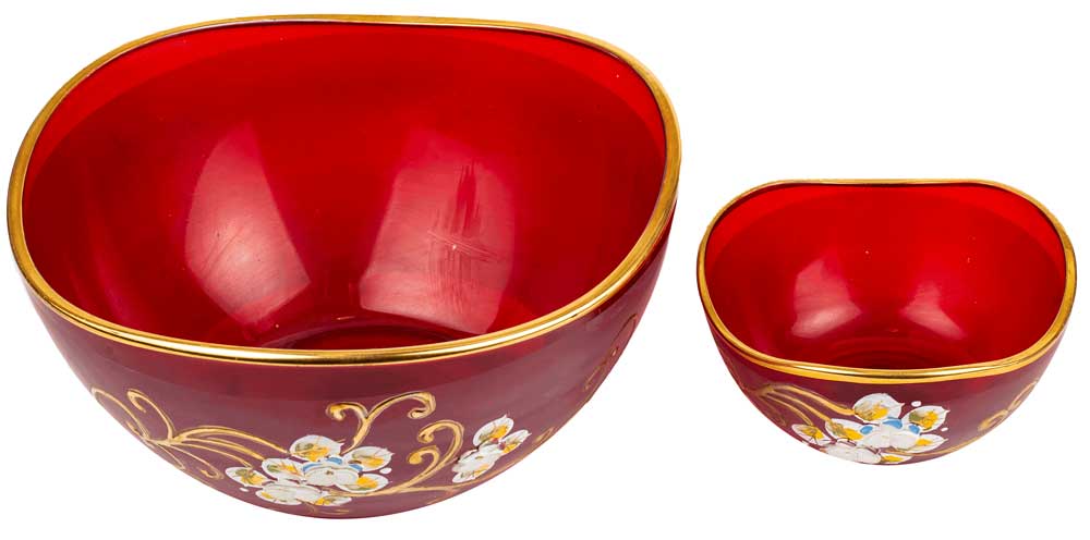 Al-Israa Vera Bohemian round glassware set Masry, 7 pieces, gold-plated