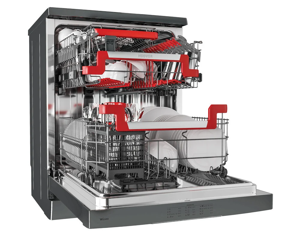 Hoover Dishwasher 16 Place Settings, Inverter, 60 cm, 12 Programs, Digital Display, Stainless, HDPN4S603PX-EGY