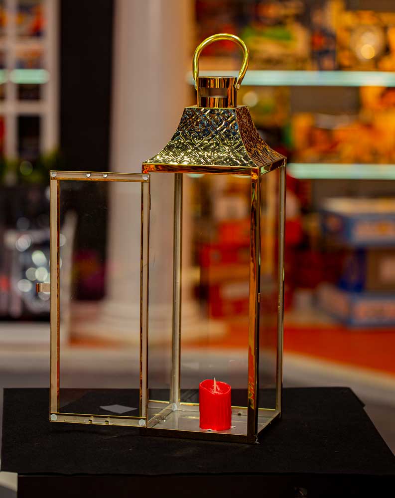 فانوس شمع معدن، ذهبي