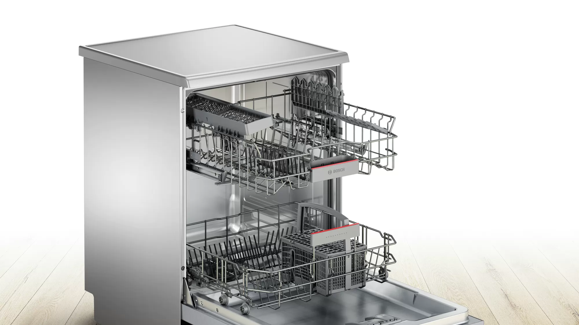 Bosch Dishwasher, 13 Place Settings, 60 cm, 6 Programs, Digital Display, Silver, SMS46II10Q
