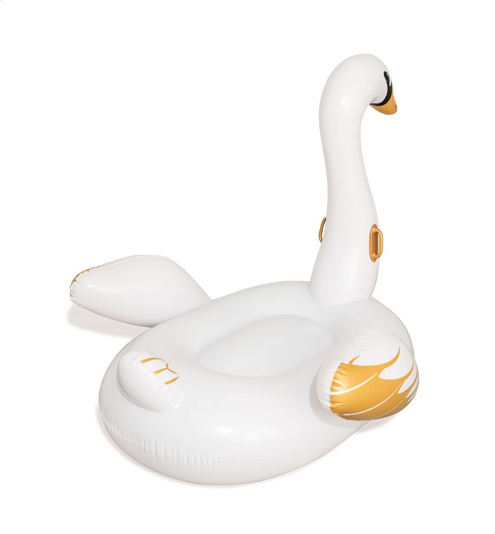 Bestway 41120 Swan Shaped Inflatable Ride-On Float - White & Gold