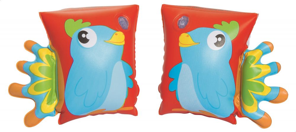 Bestway Parrot-Print Inflatable Arm Floats - Red & Blue, 32115