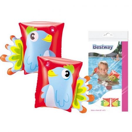Bestway 32115 Parrot-Print Inflatable Arm Floats - Red & Blue