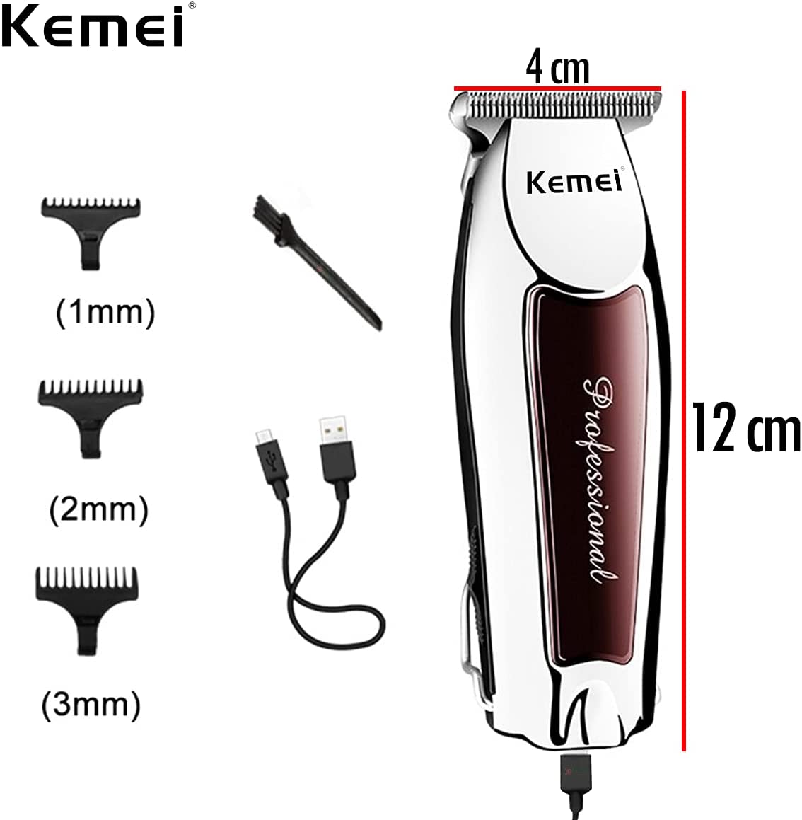 Kemei Electric Hair Clipper for men, for dry use, Brown, KM-9163