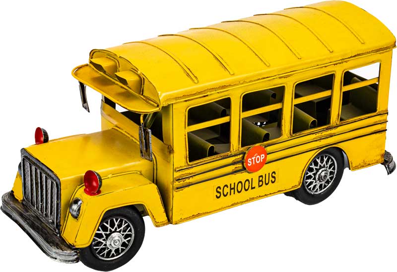 أنتيكة معدن علي شكل باص مدرسة كلاسيك - أصفر