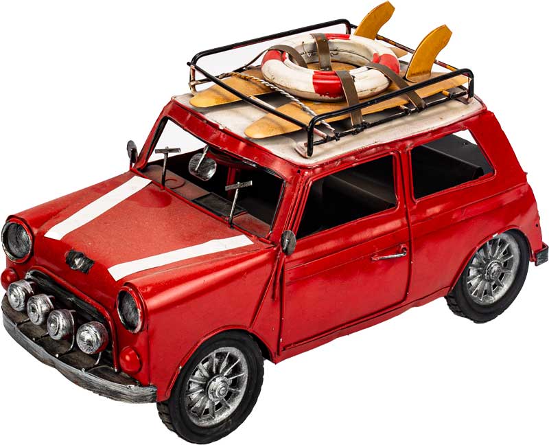 أنتيكة معدن علي شكل سيارة كلاسيك - أحمر