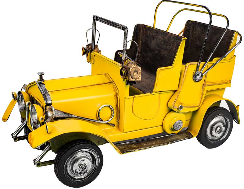 أنتيكة معدن علي شكل سيارة كلاسيك - أصفر