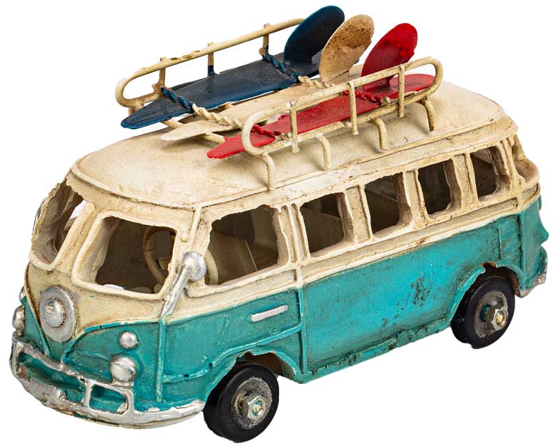Metal antique in the shape of a bus - multiple colors