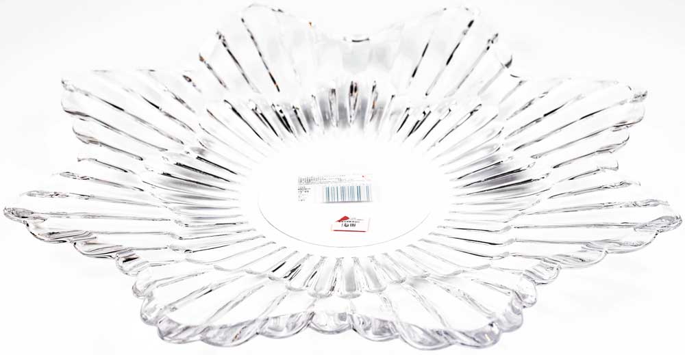 BlinkMax Modern flower-shaped glass plate, medium size, without base - transparent