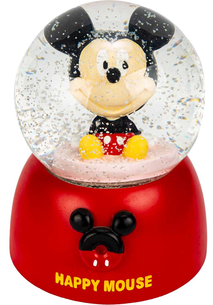 بلورة زجاج موسيقية مضيئة ديكورشكل ميكي ماوس- أحمر