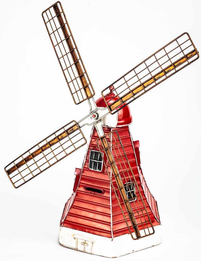 A metal antique in the shape of a windmill , 25 cm , orange