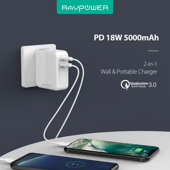 شاحن حائط 5 ملي امبير 2 في 1 راف باور RP-PB101