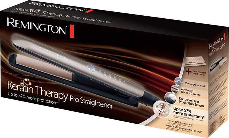 Remington Keratin Therapy Pro Hair Straightener, Ceramic Plates, Silver, S8590