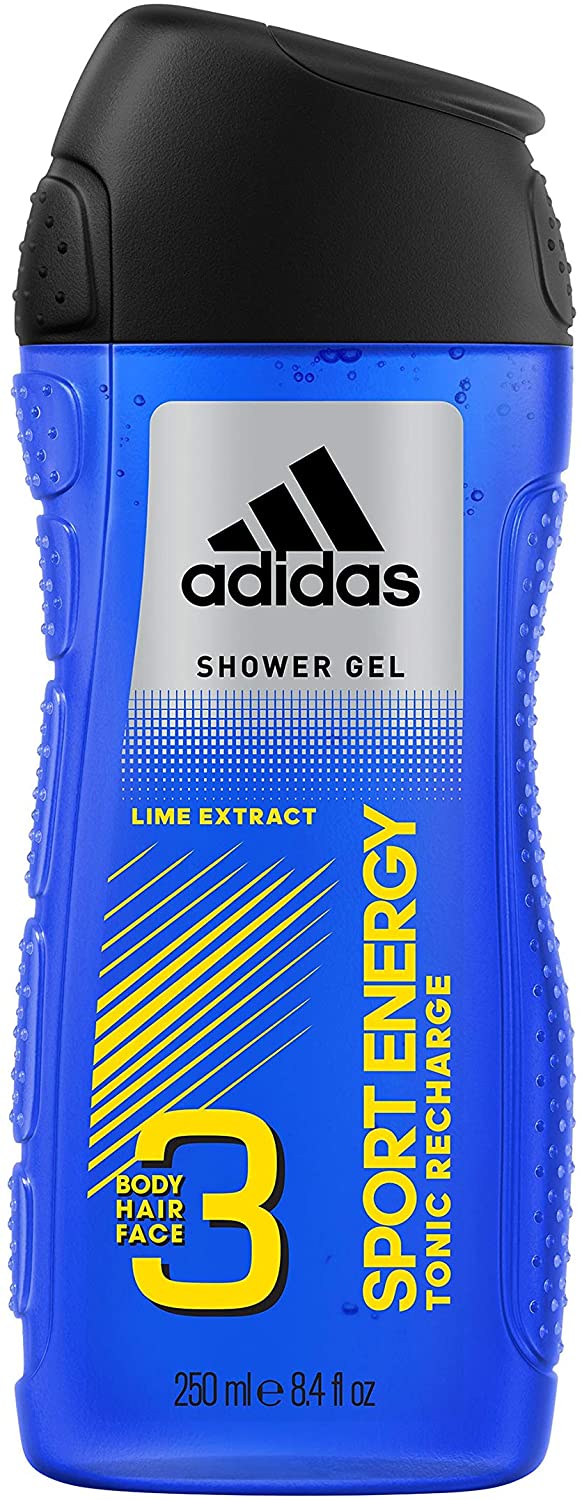شاور جل سبورت انيرجي ريتشارجينج 3 في 1 للجسم و الوجه و الشعر من اديداس 250 مل