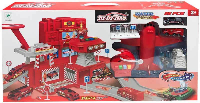 Large fire station game, sound, light, 660-A296