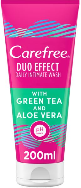 CAREFREE Daily Intimate Wash, Duo Effect, with Green Tea and Aloe Vera, 200 ml