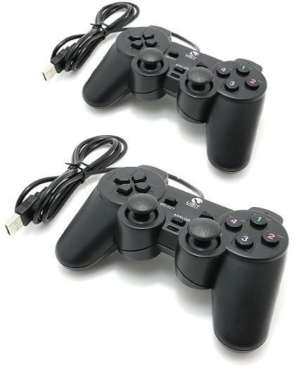 2 قطعة وحدة تحكم ألعاب USB عالمية سوداء USB-2082