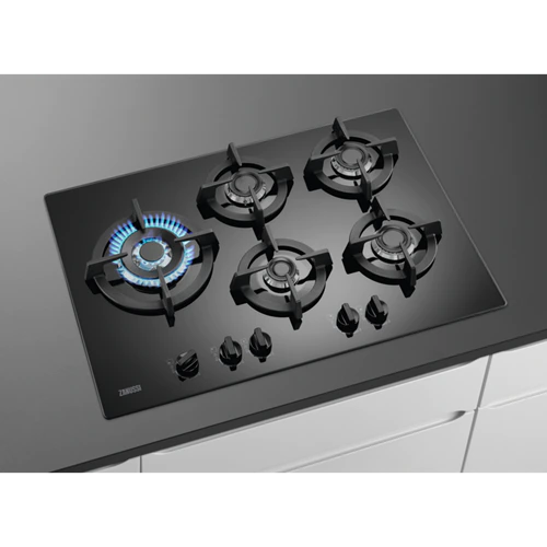 Zanussi Built-In Hob, 75 x 50 cm, 5 Gas Burners, Black, ZGO78530BA