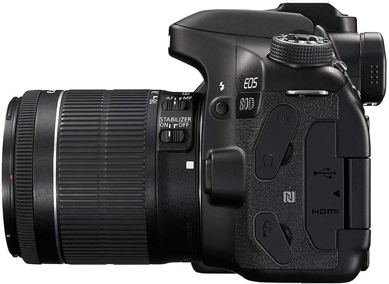 كاميرا كانون EOS 80D، دقة 24.2 ميجابكسل، عدسة 18-55 ملم، اسود